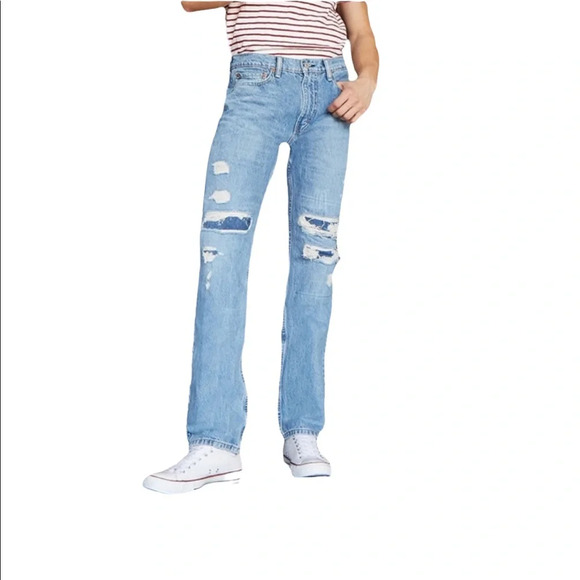 NEW Levis 513 Slim Straight Distressed Jeans 32/30 - Picture 1 of 8